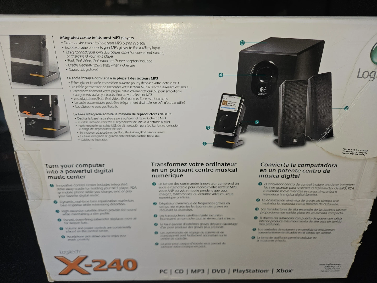 Logitech X-240 2.1 Speaker System with Integrated MP3 Cradle - photo 3