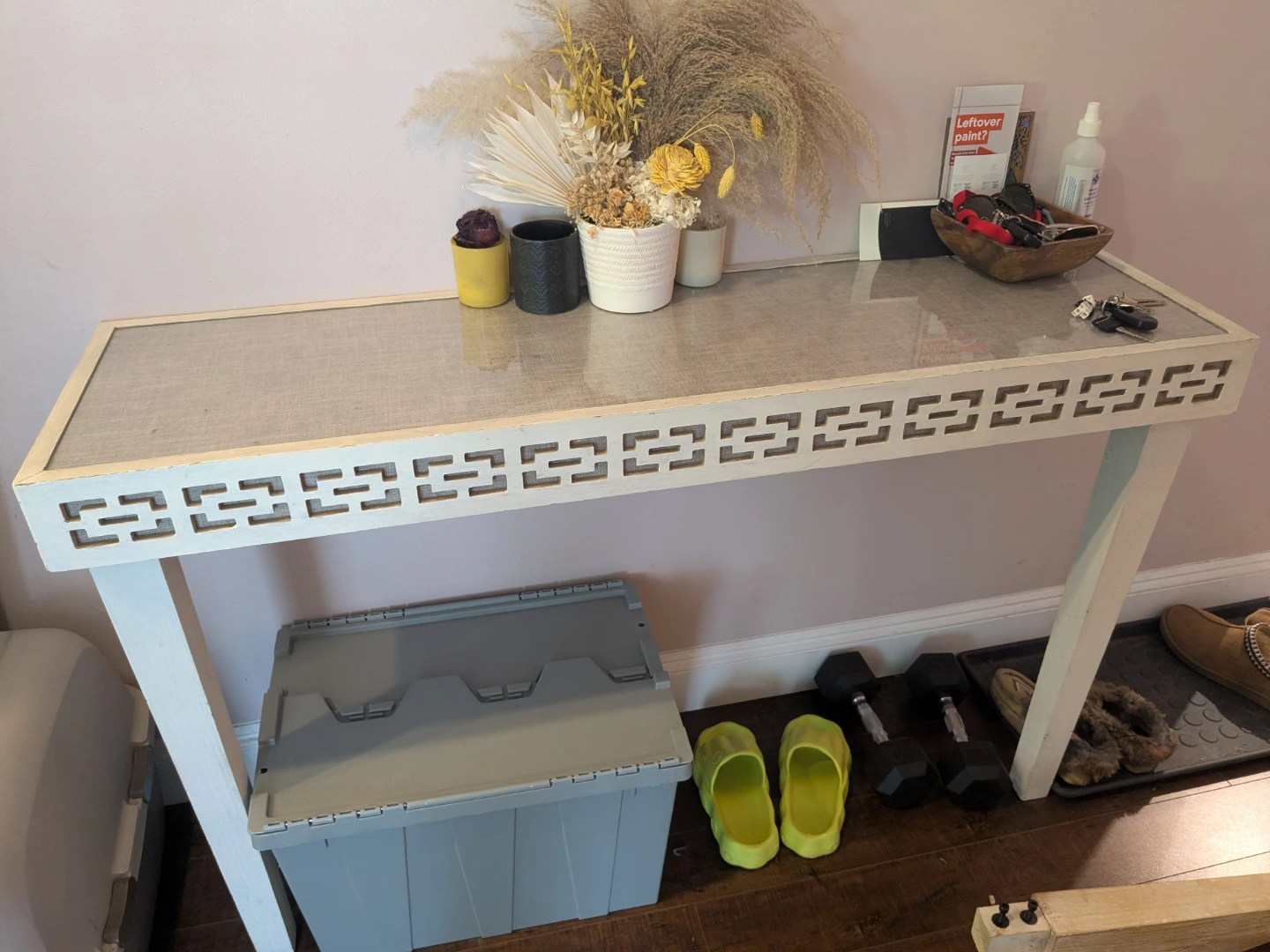 White Console Table with Fabric Inlay - photo 2