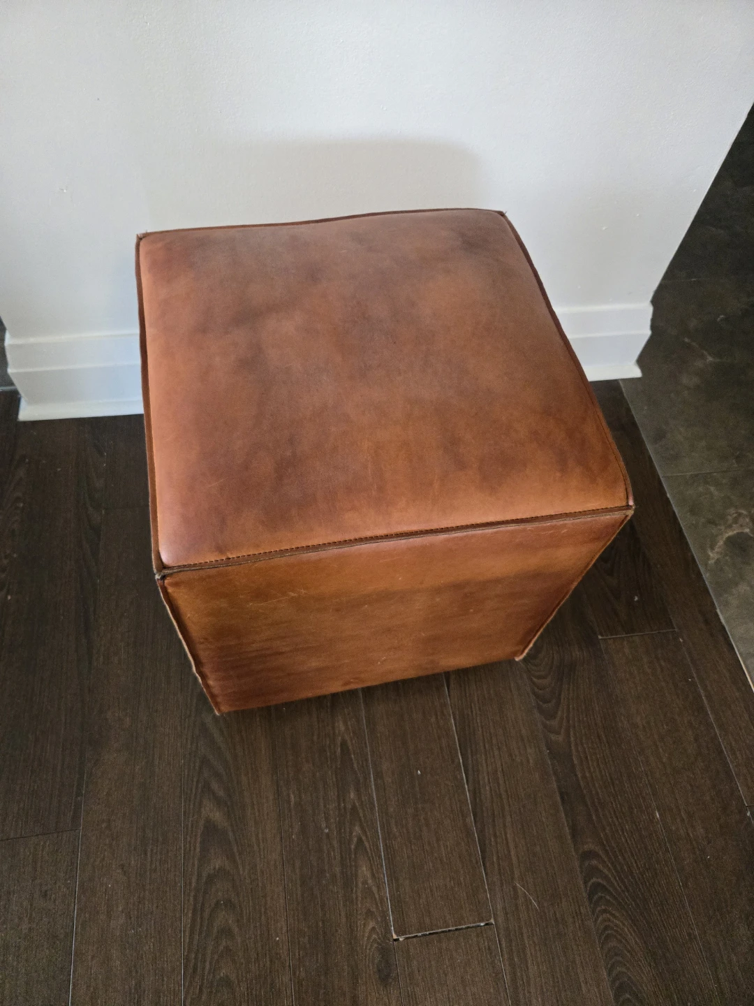 Genuine Leather Cube Ottoman - photo 2