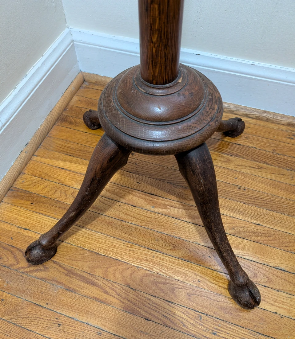 Oat Hall Tree Coat Rack Brass Hooks and Hoof Carved Feet - photo 3