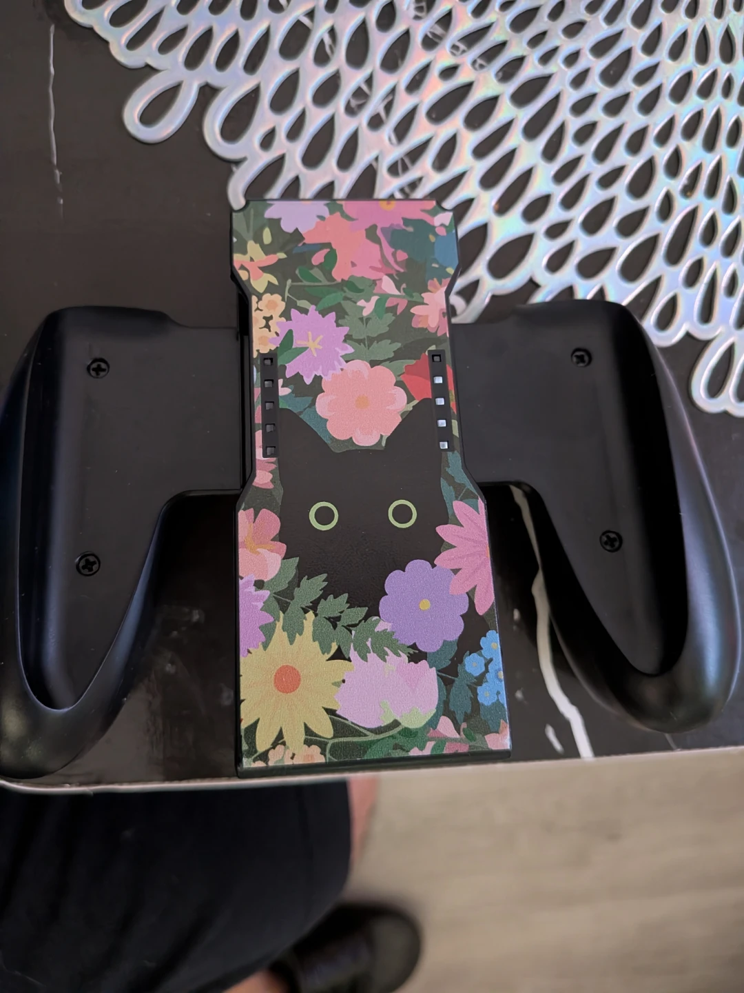 Nintendo Switch Joy Con Grip with Floral Cat Design