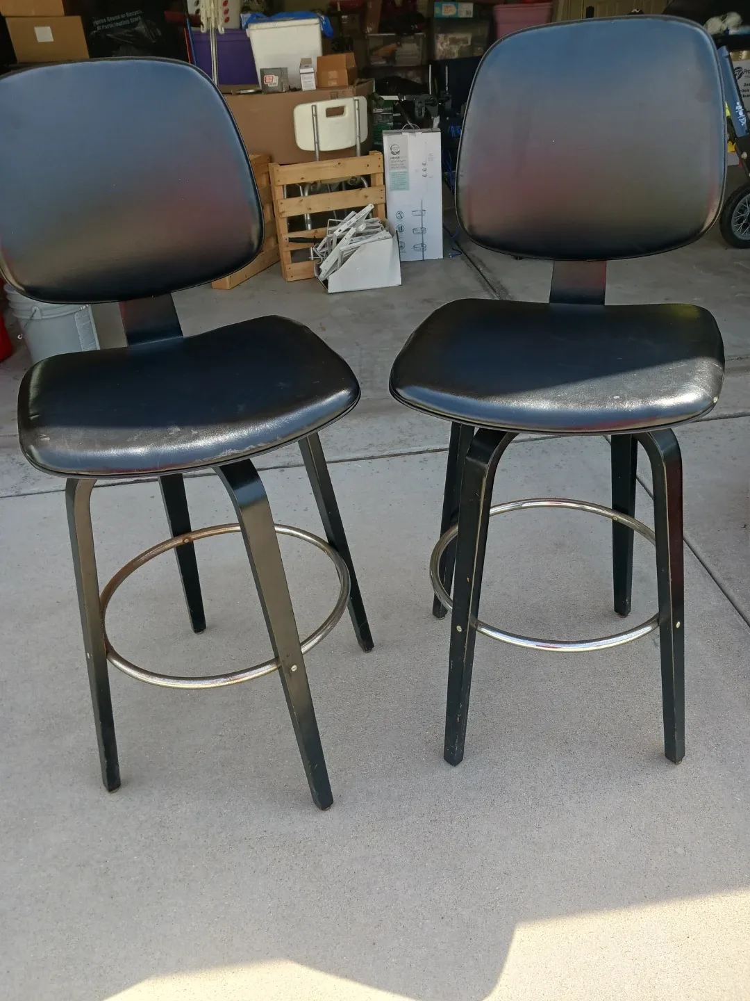 Set of 2 Black Swivel Bar Stools