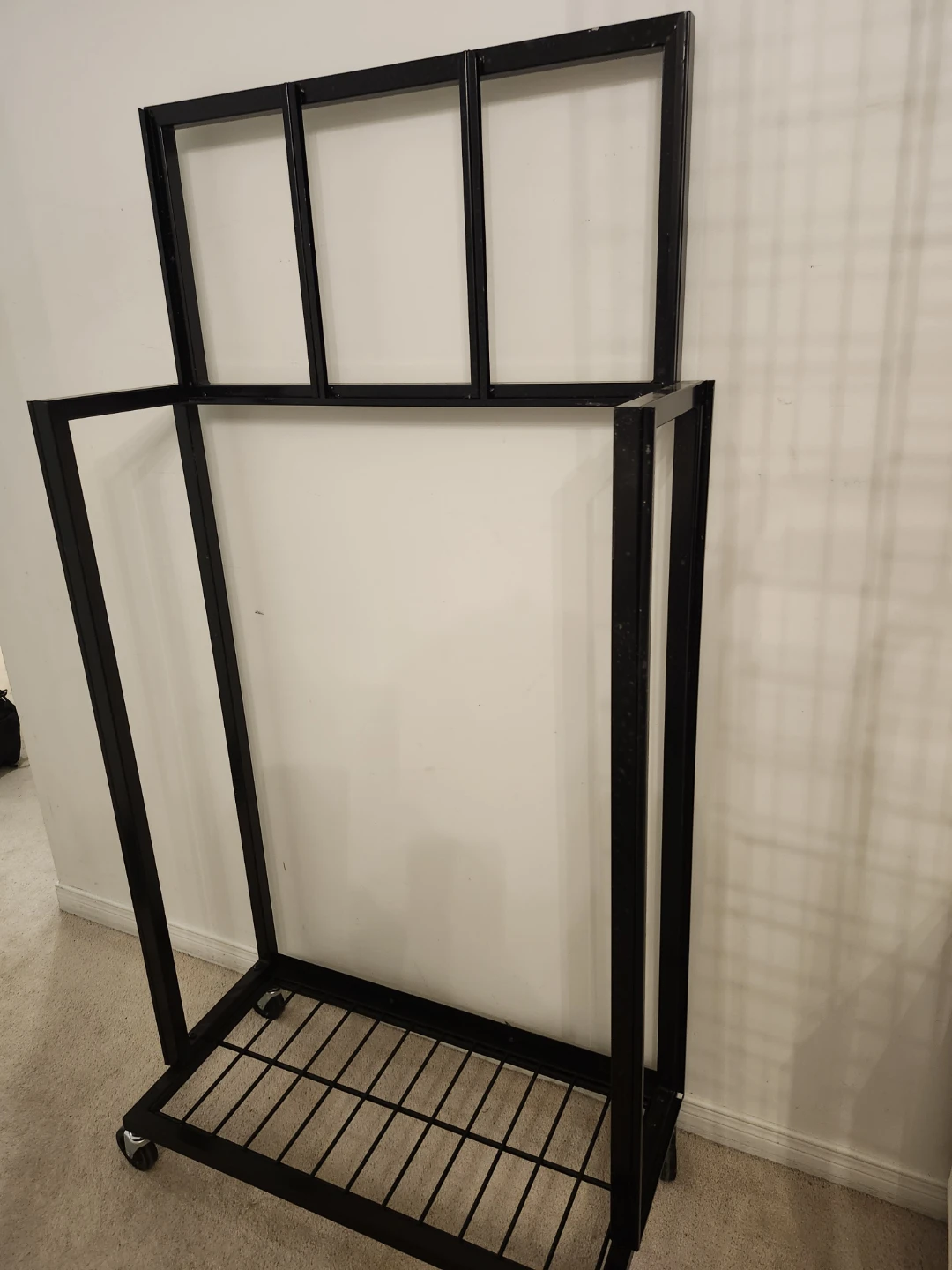 Black Metal Garment Rack with Wheels