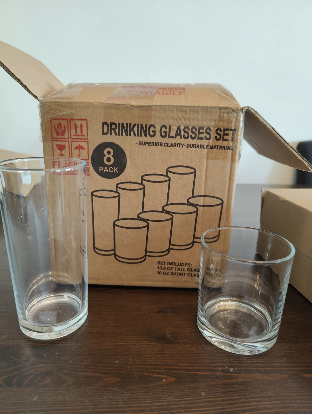 Drinking Glasses Set - 8 Pack (Tall & Short)