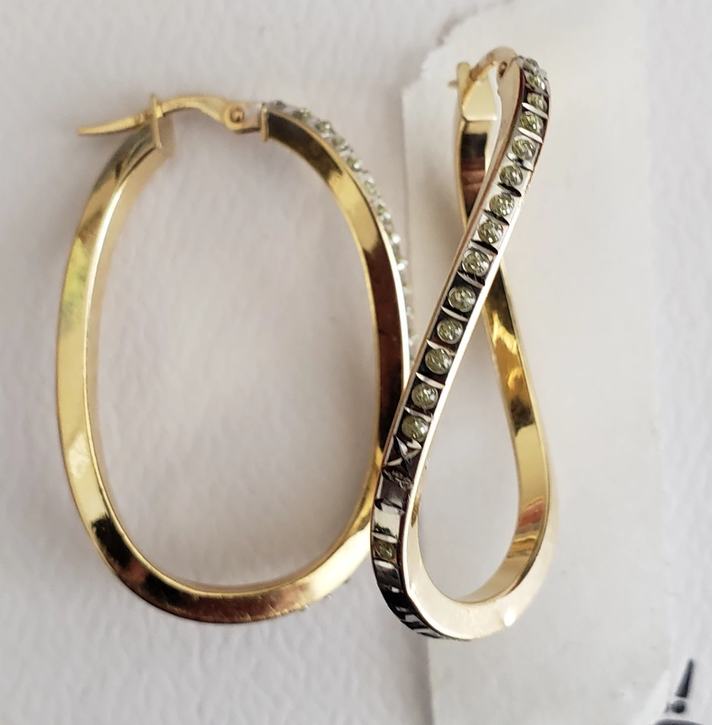 14K Gold hoops earrings with natural Diamonds sale - photo 4