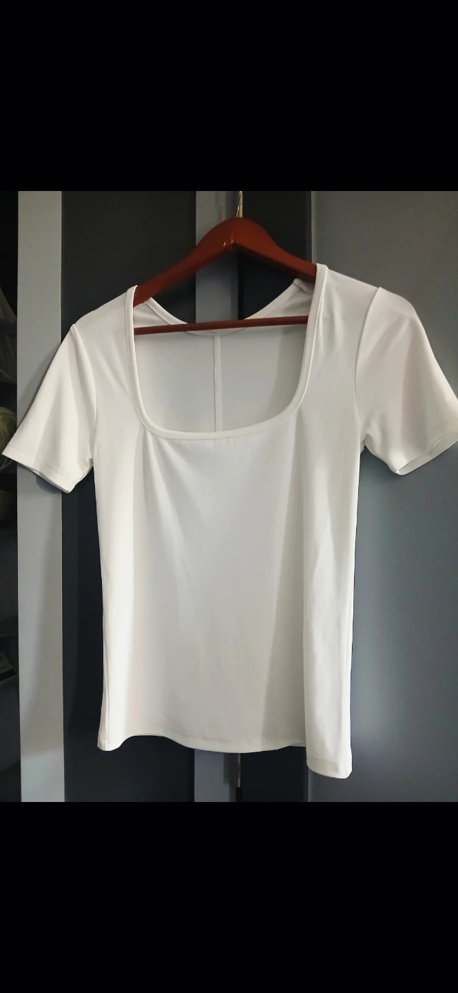 White Square Neck Short Sleeve Top BINGO