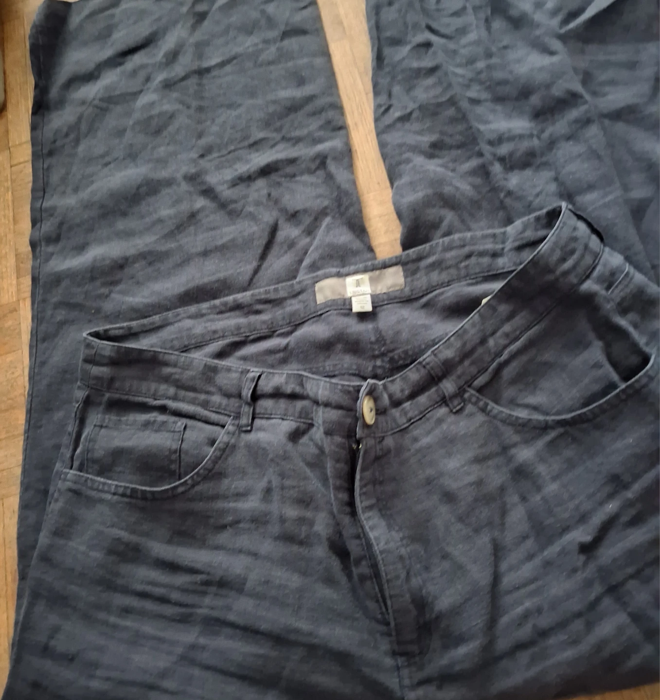 Tristan Blue Linen Wide Leg Pants Size 12