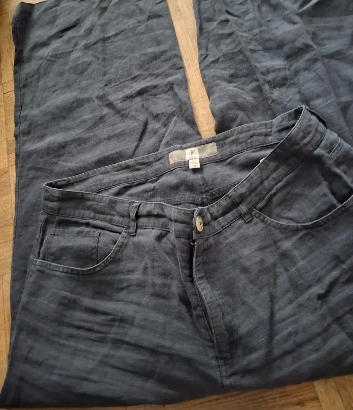 Tristan Blue Linen Wide Leg Pants Size 12 - photo 3