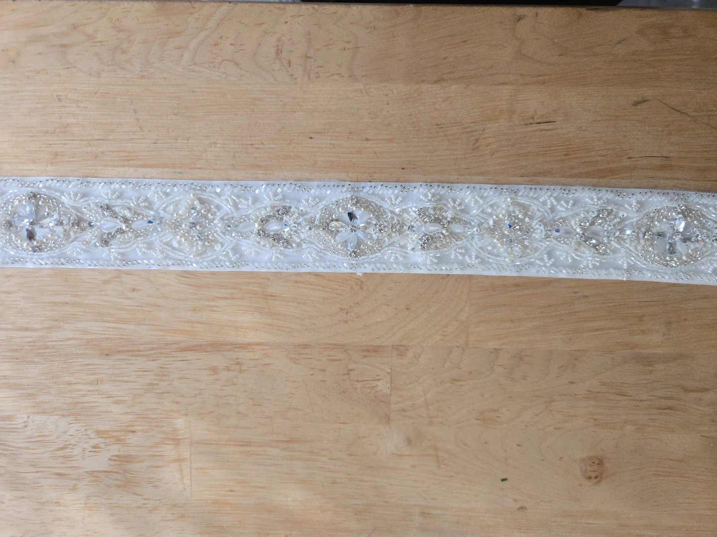 White Beaded Bridal Belt Sash