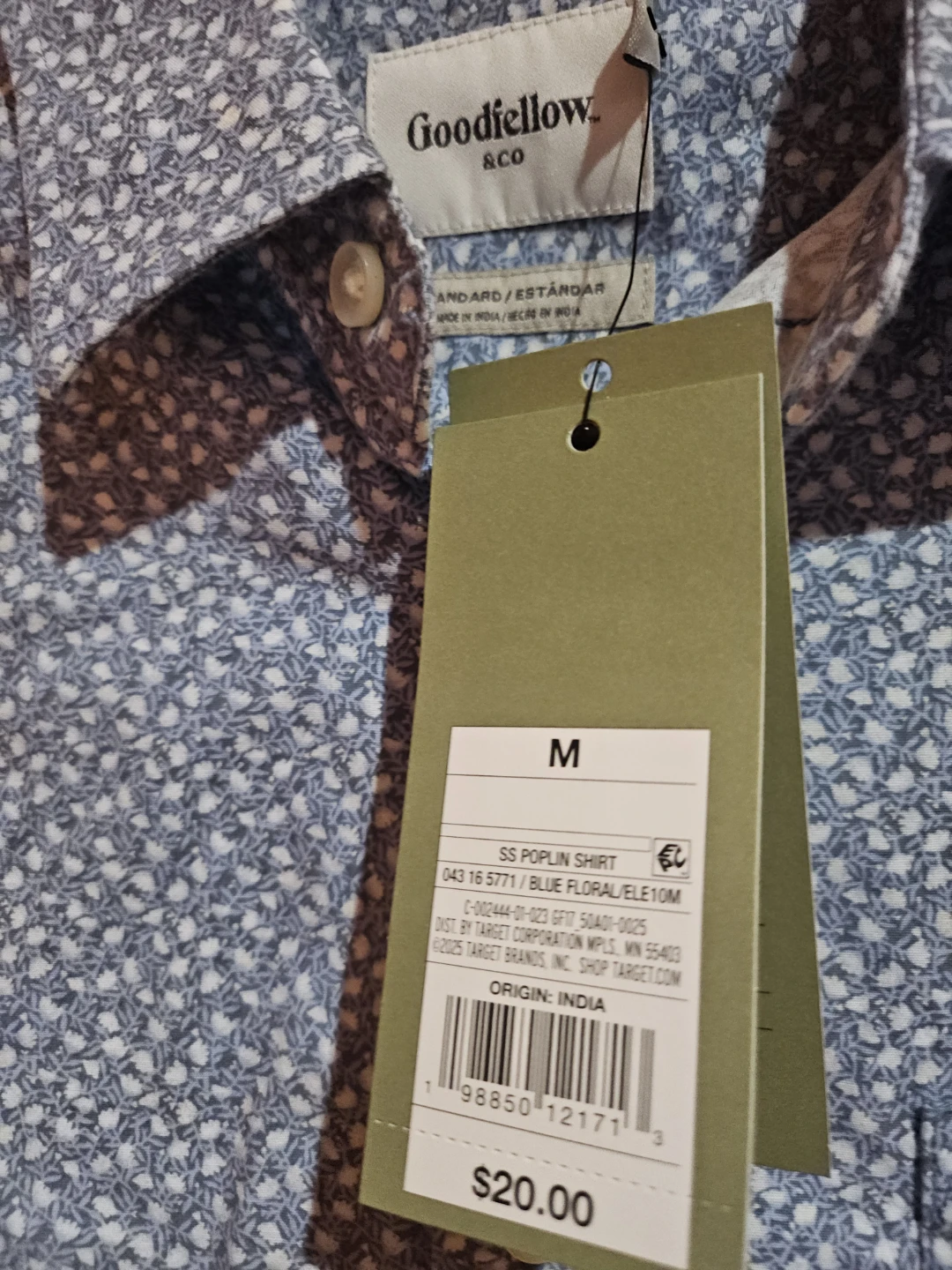 Goodfellow & Co Men's Short Sleeve Blue Floral Shirt - Size M - photo 4