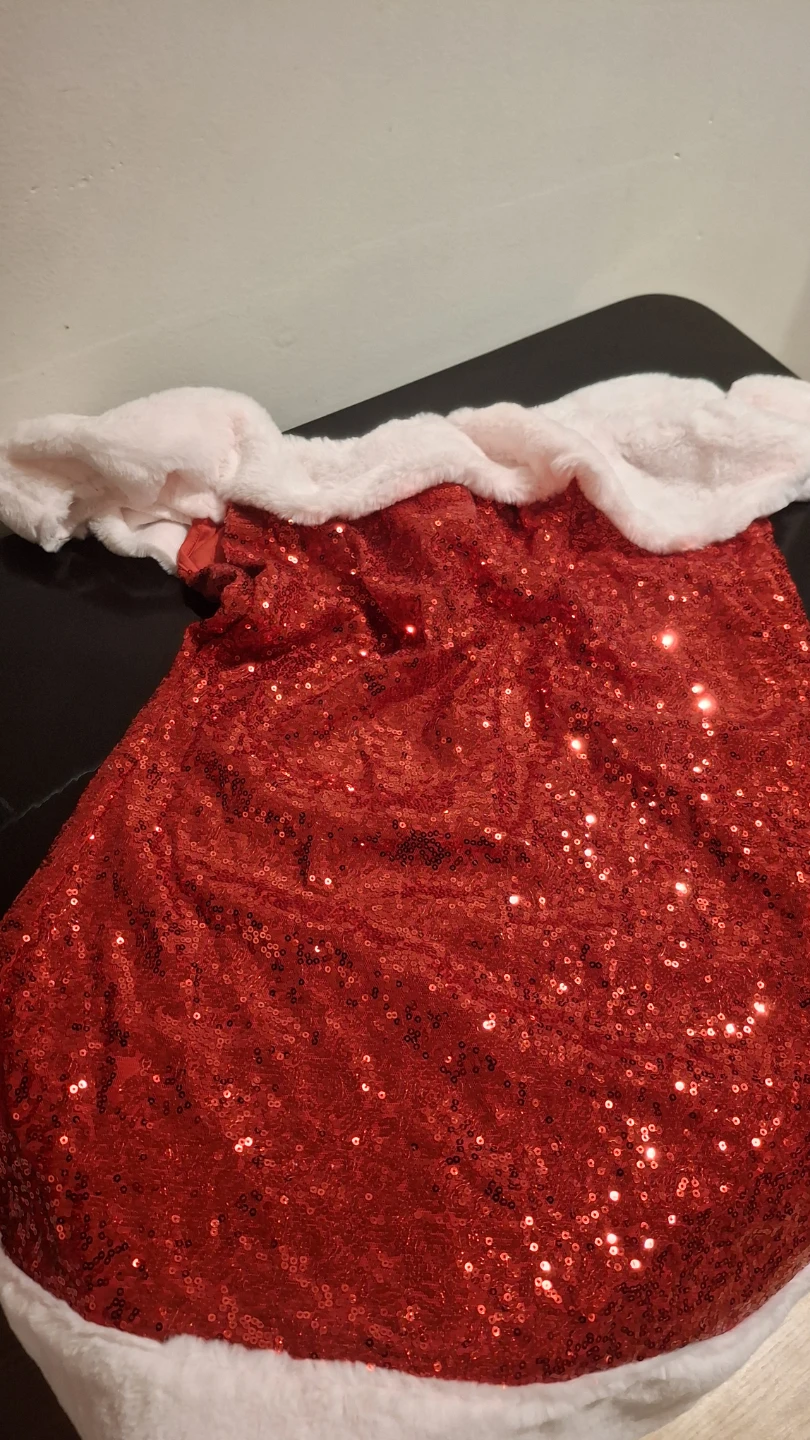 Red Sequin off shoulder Santa dress M - photo 2