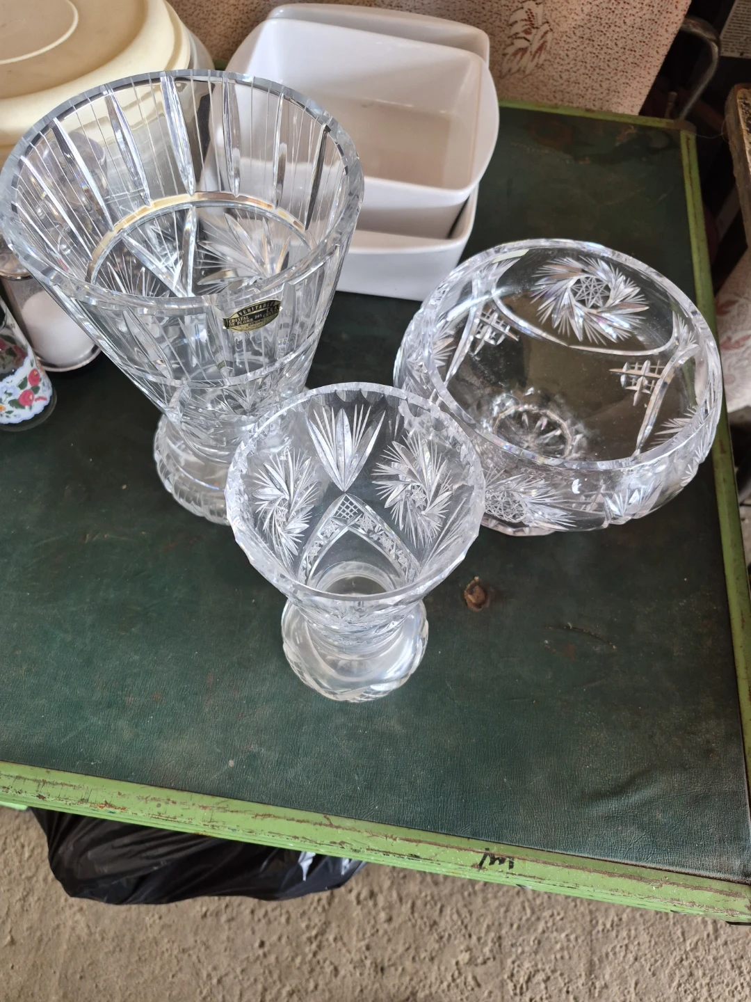 Crystal Glass Vases and Bowl Set