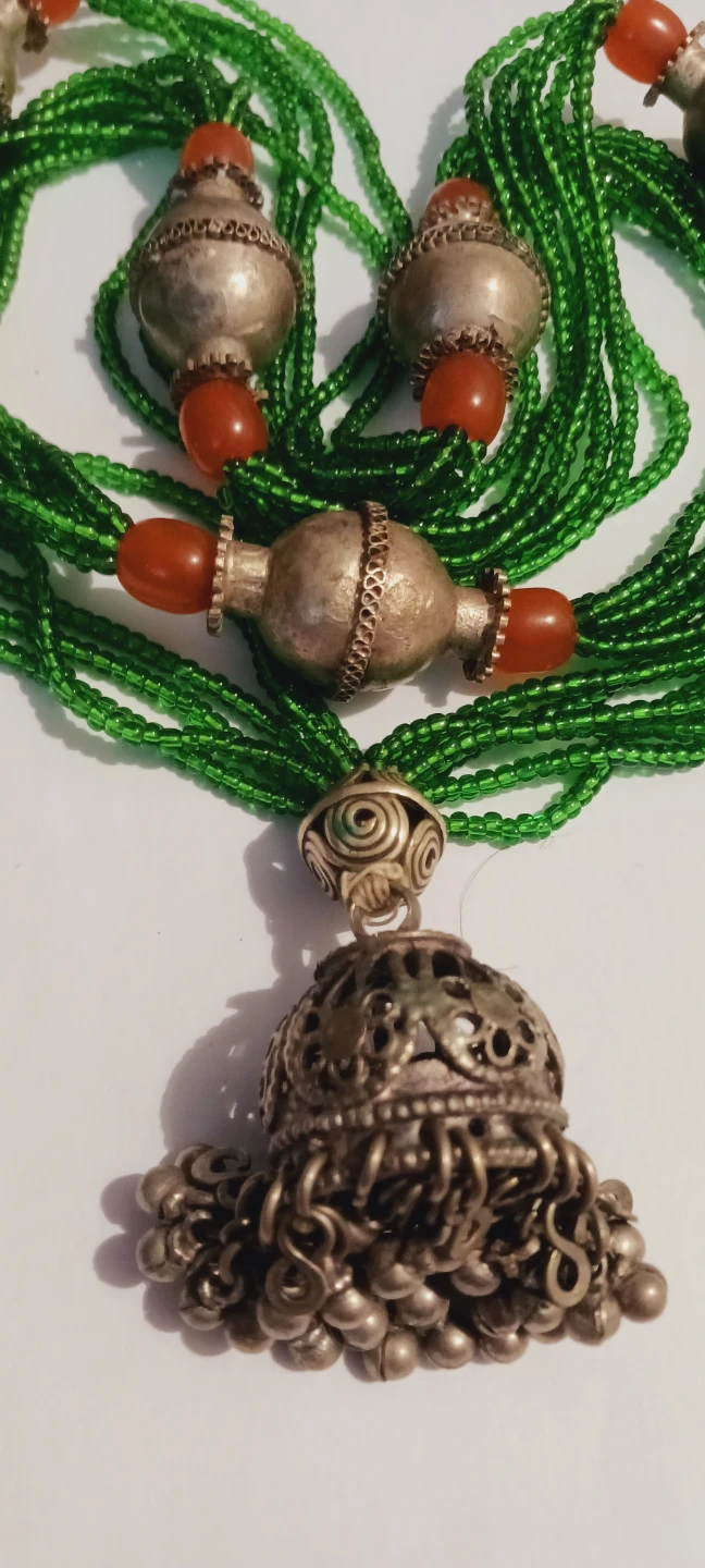 Long Beaded Necklace with Silver Pendant & Amber beads - photo 5