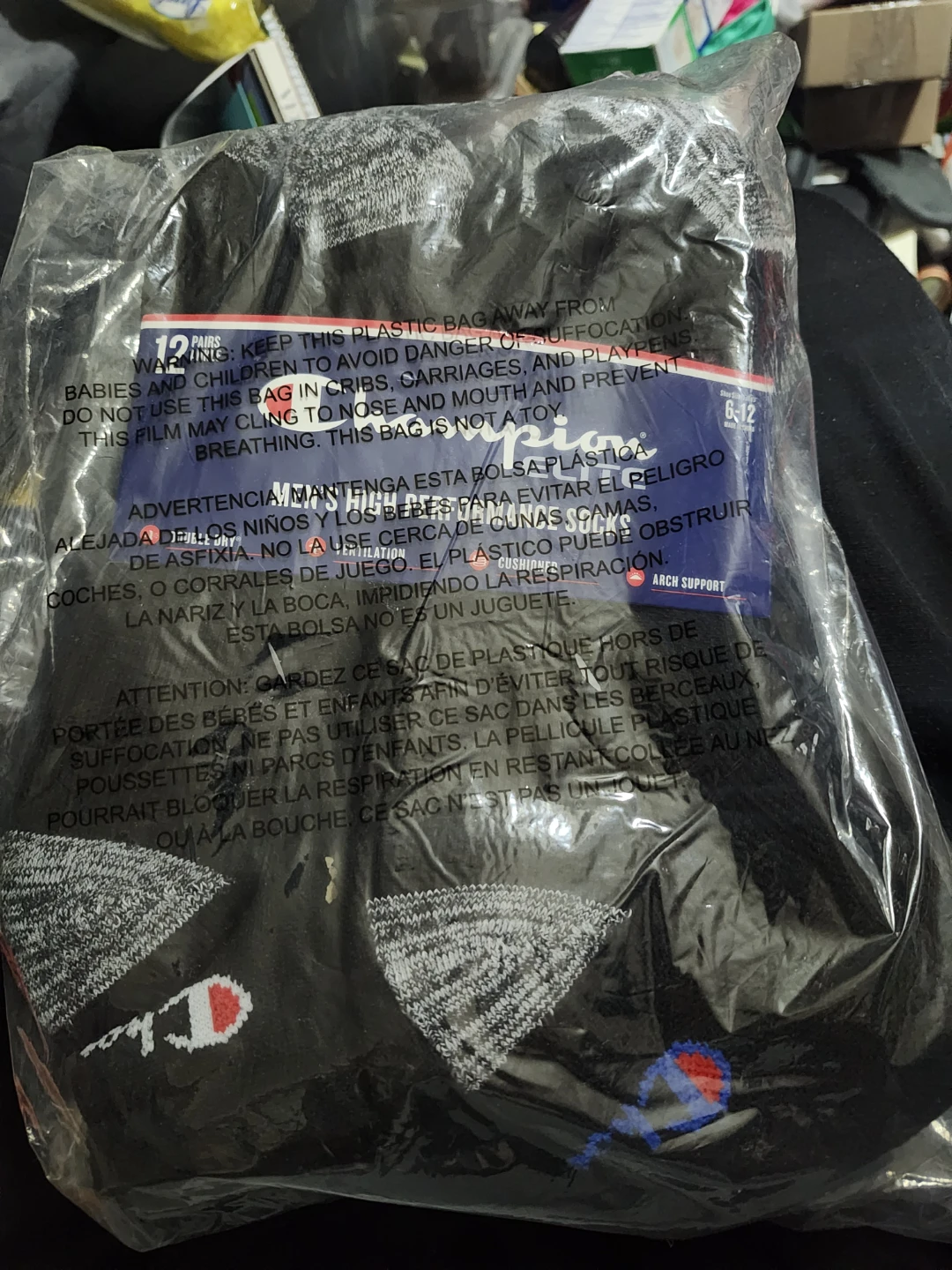 Champion Men's Black Ankle Socks - 12 Pairs