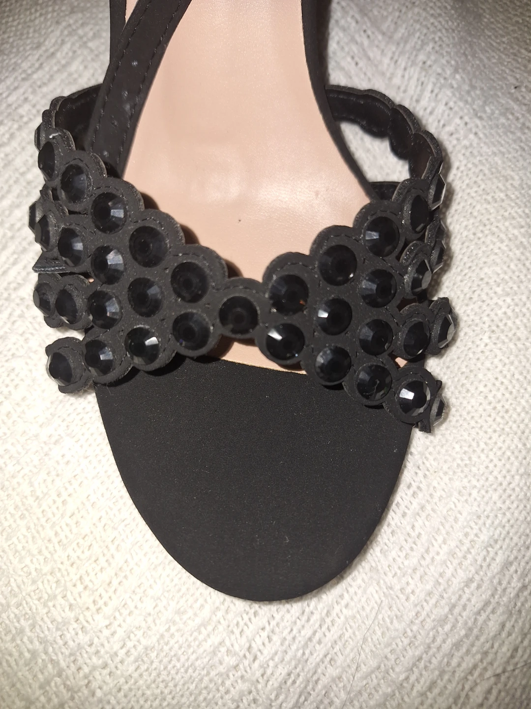 Black Mesh and Rhinestone Platform Heels - photo 4
