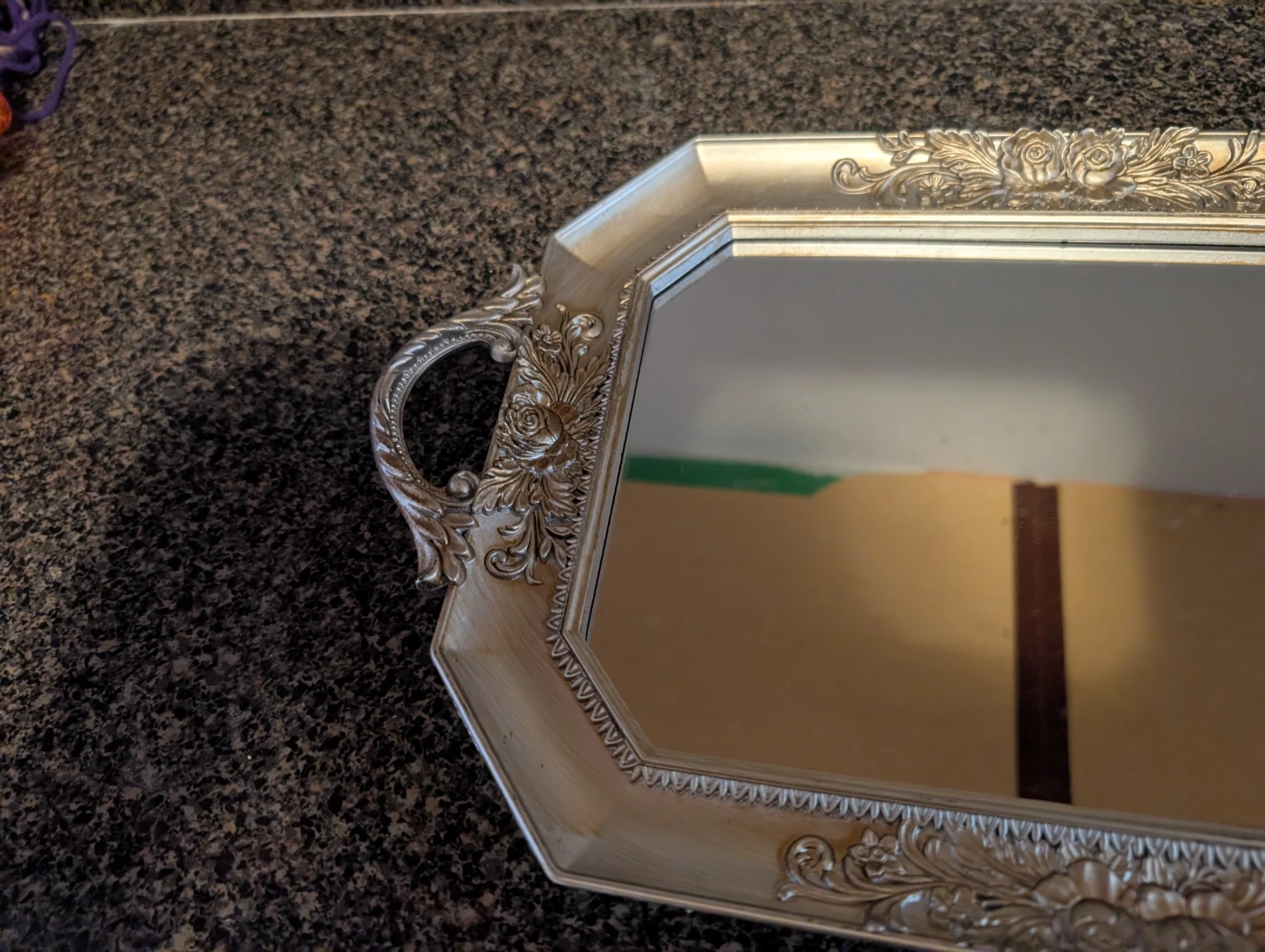 Decorative Silver Tray with Mirror and Handles - photo 2