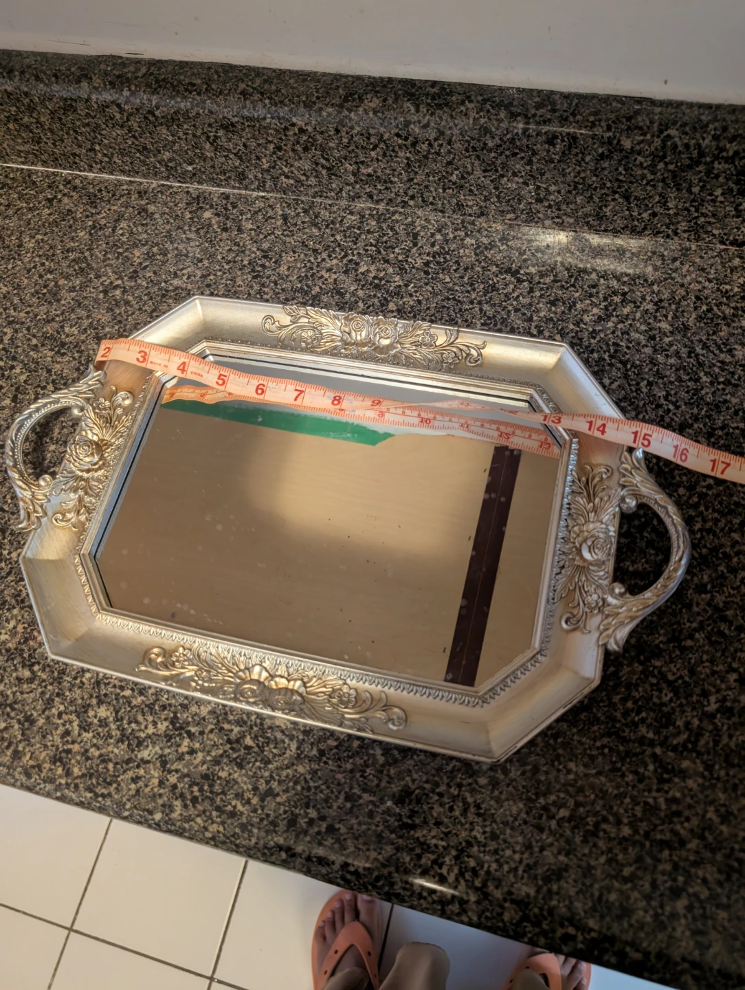 Decorative Silver Tray with Mirror and Handles - photo 3