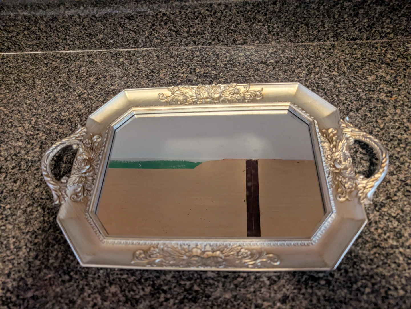 Decorative Silver Tray with Mirror and Handles - photo 4