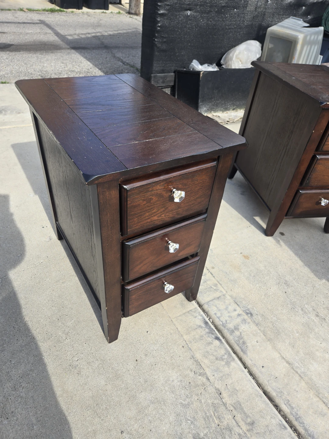 Dark Wood Nightstands - Set of 2