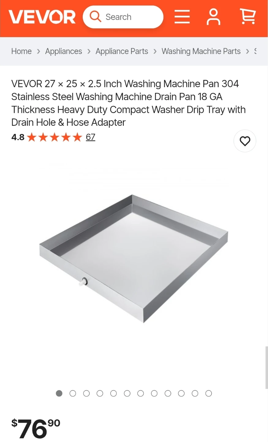 [NEW] VEVOR 27 x 25 x 2.5 Washing Machine Drain Pan - photo 2