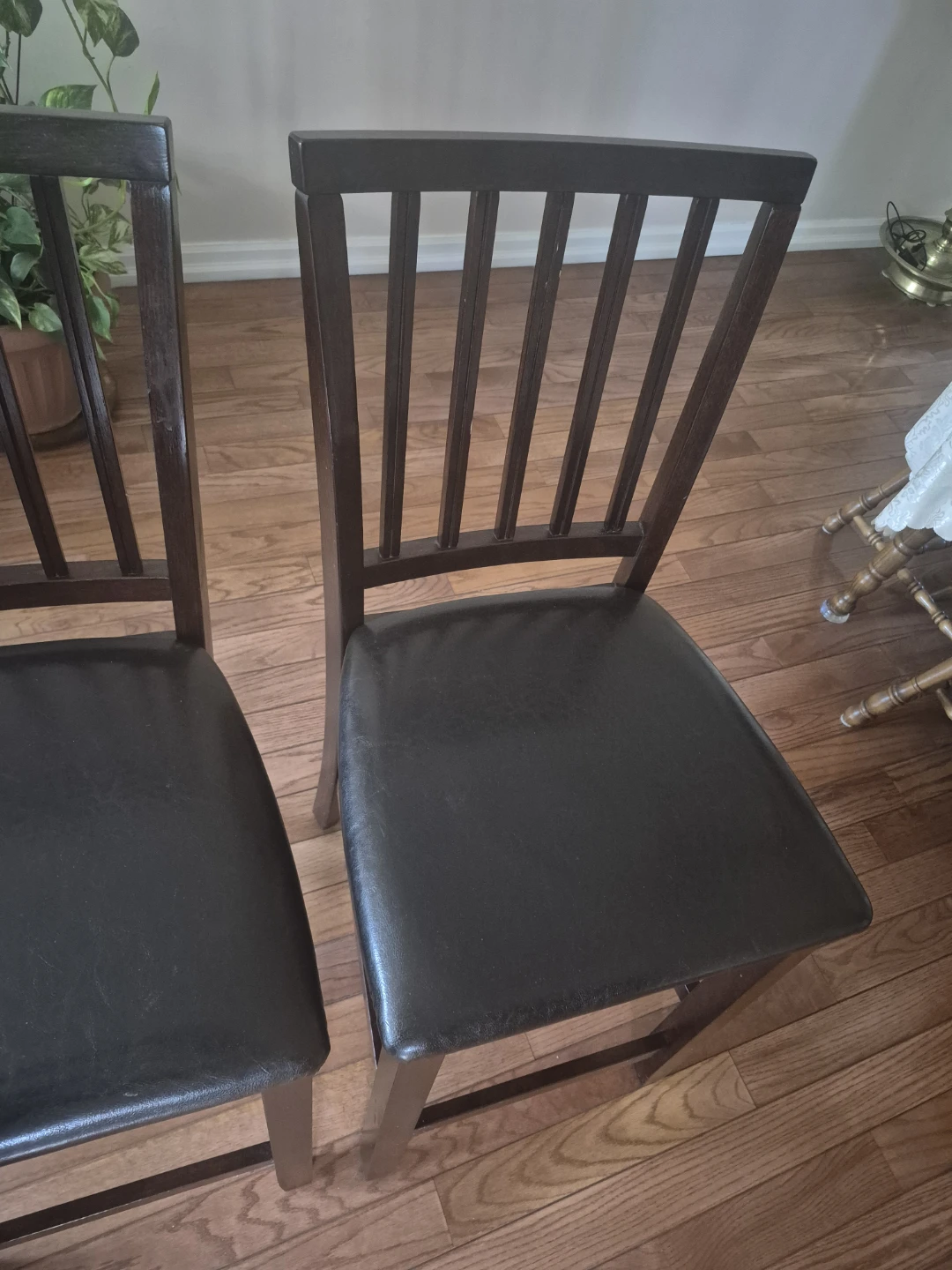Dark Brown Wooden Bar Stools with Padded Seats - Set of 2 - photo 3