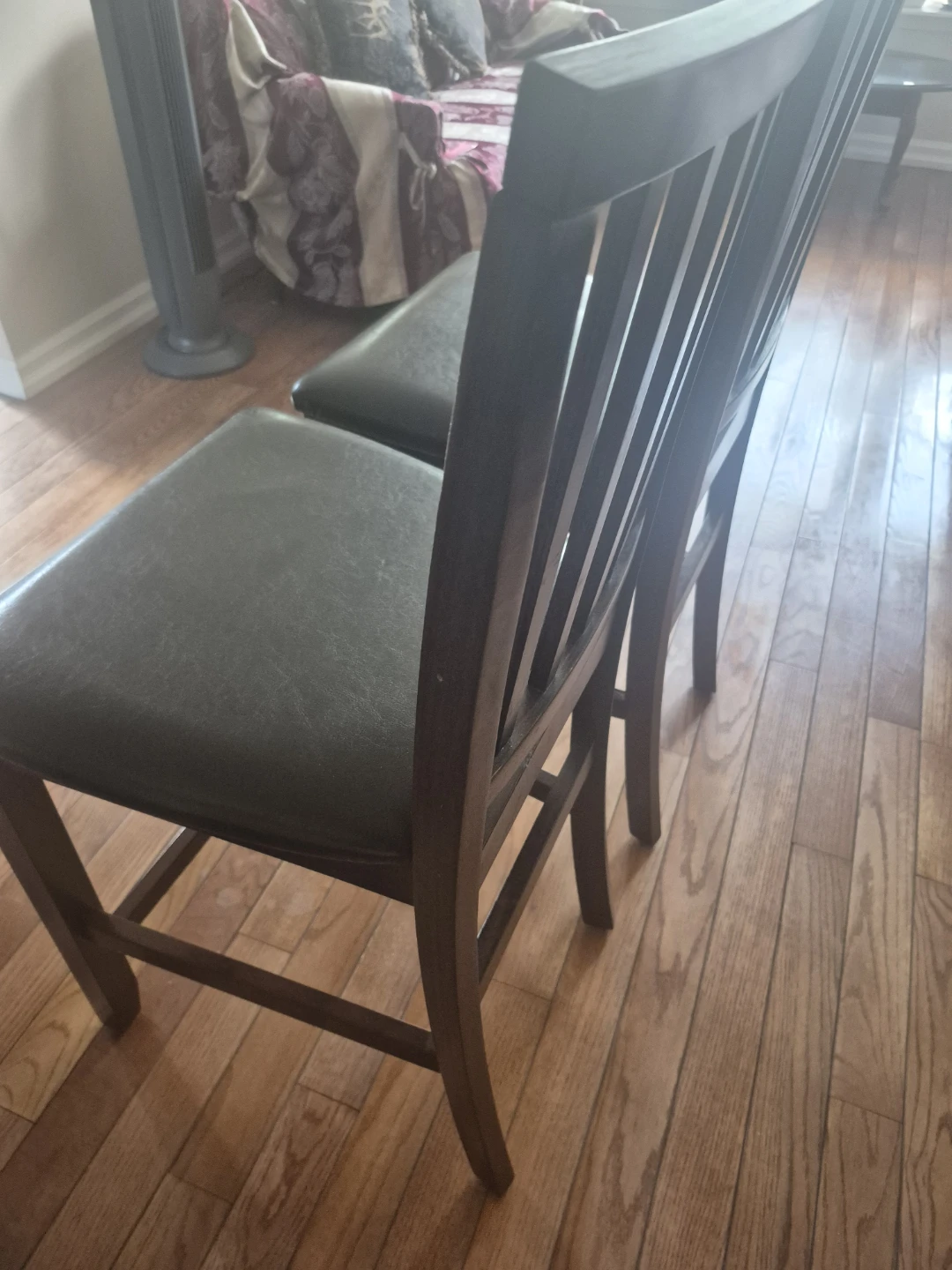Dark Brown Wooden Bar Stools with Padded Seats - Set of 2 - photo 5
