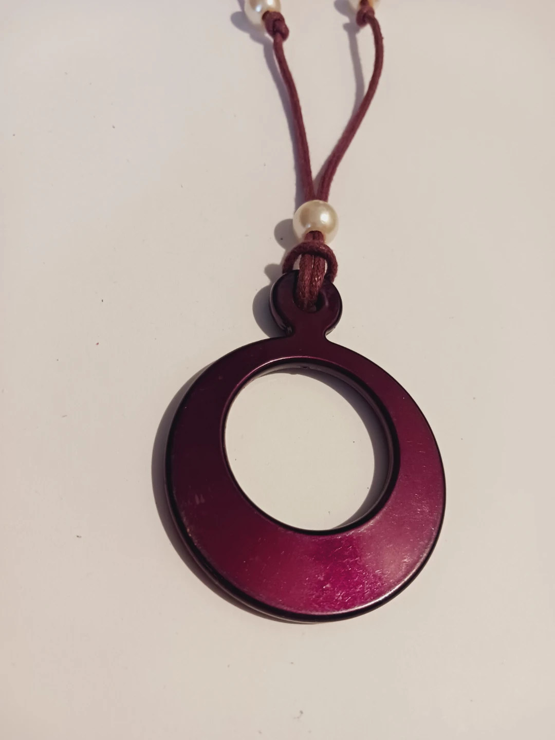 Unique Burgundy Red  Pendant with Pearl Accents Necklace - photo 4