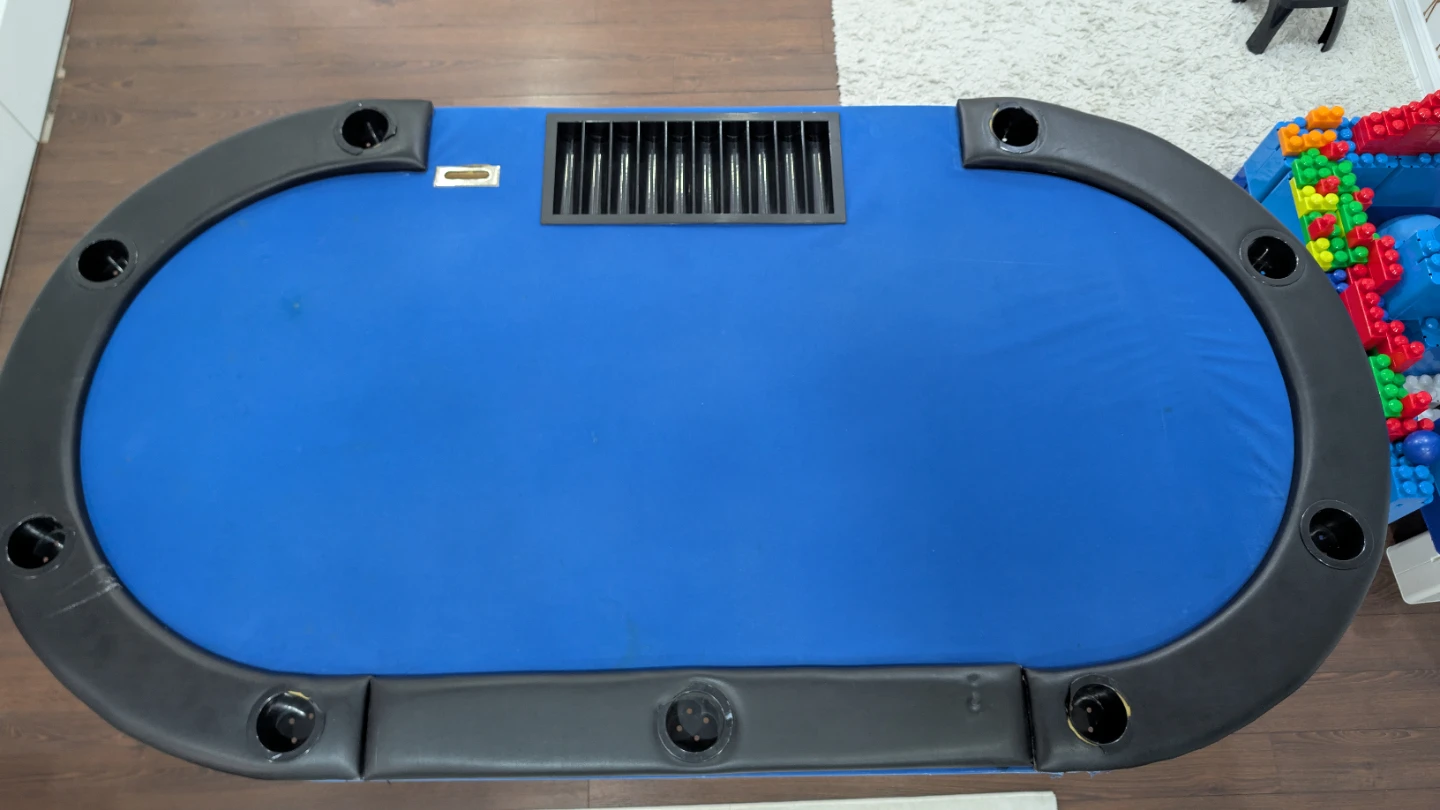 Blue Poker Table with Cup Holders