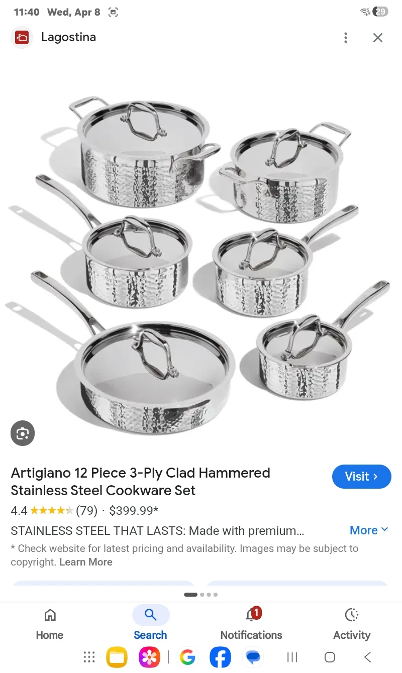 Lagostina Artigiano 12 Piece Stainless Steel Cookware Set
