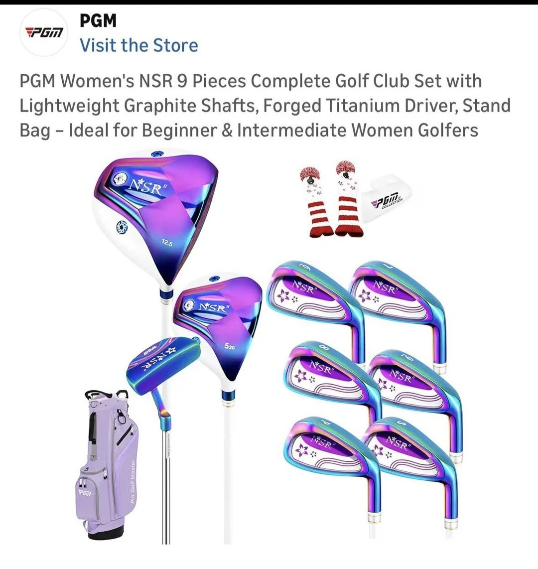 PGM Women's NSR 9 Piece Complete Golf Club Set with Stand Bag