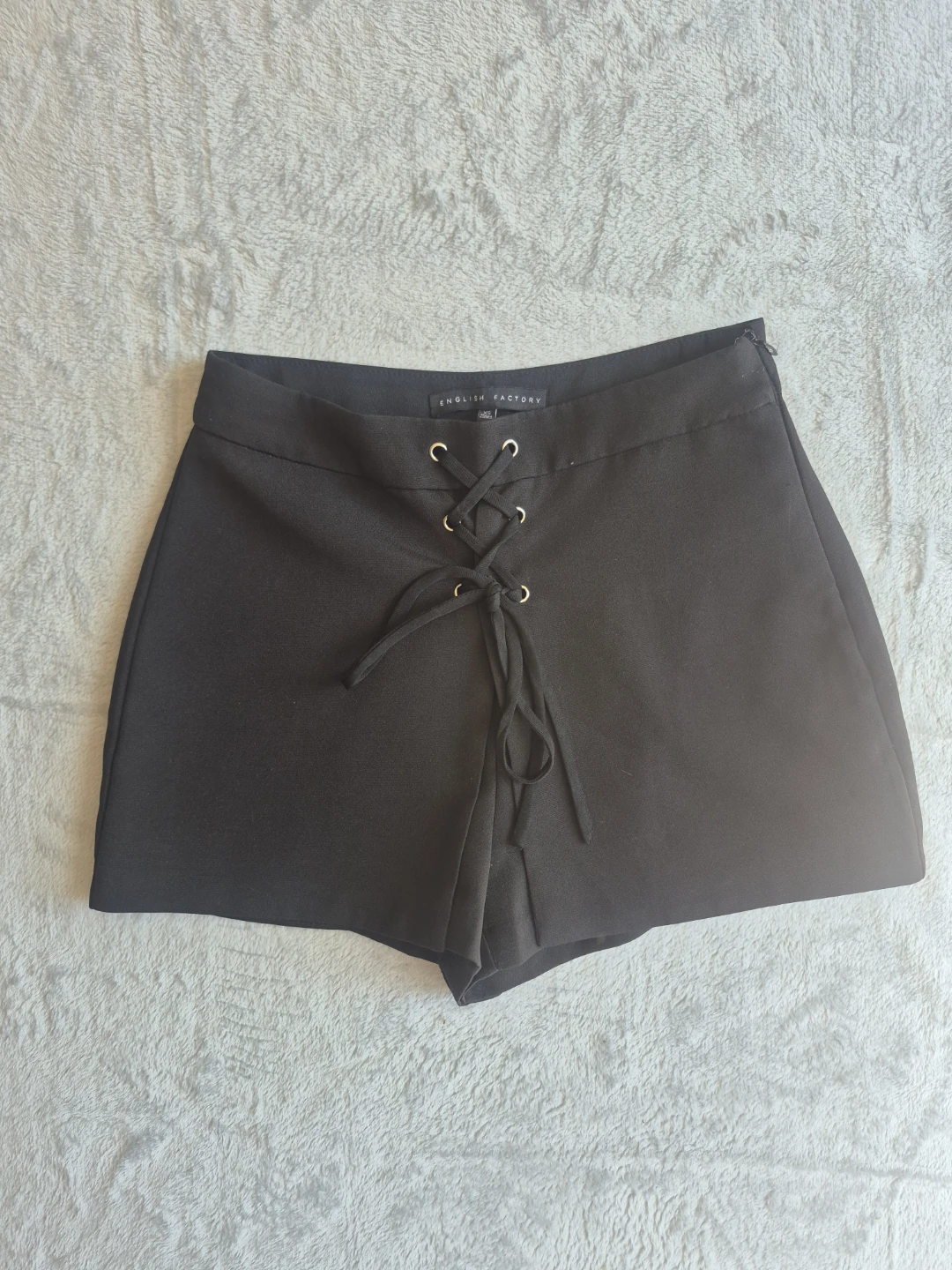 Black Lace-Up Front Shorts - English Factory