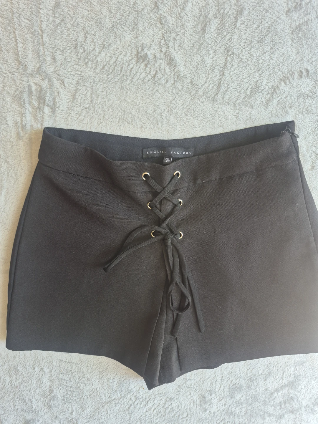 Black Lace-Up Front Shorts - English Factory - photo 2