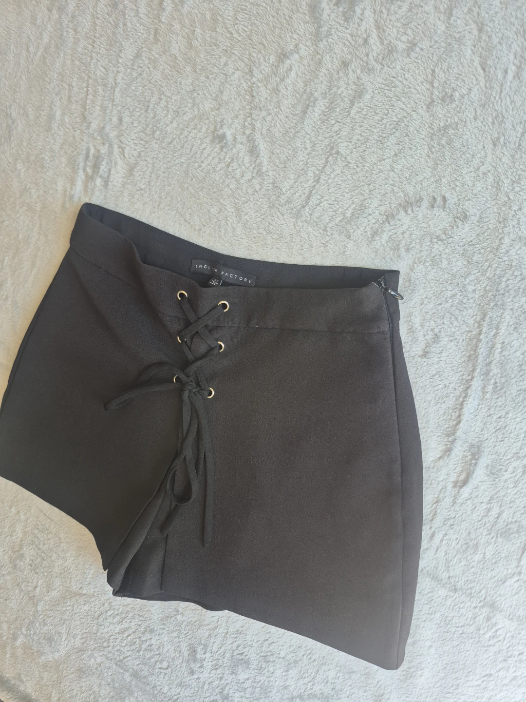 Black Lace-Up Front Shorts - English Factory - photo 3