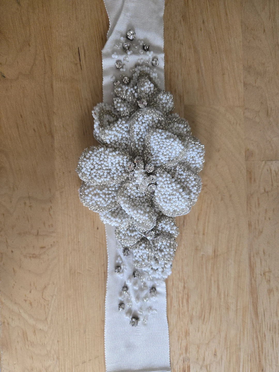 Ivory Beaded Flower Bridal Belt