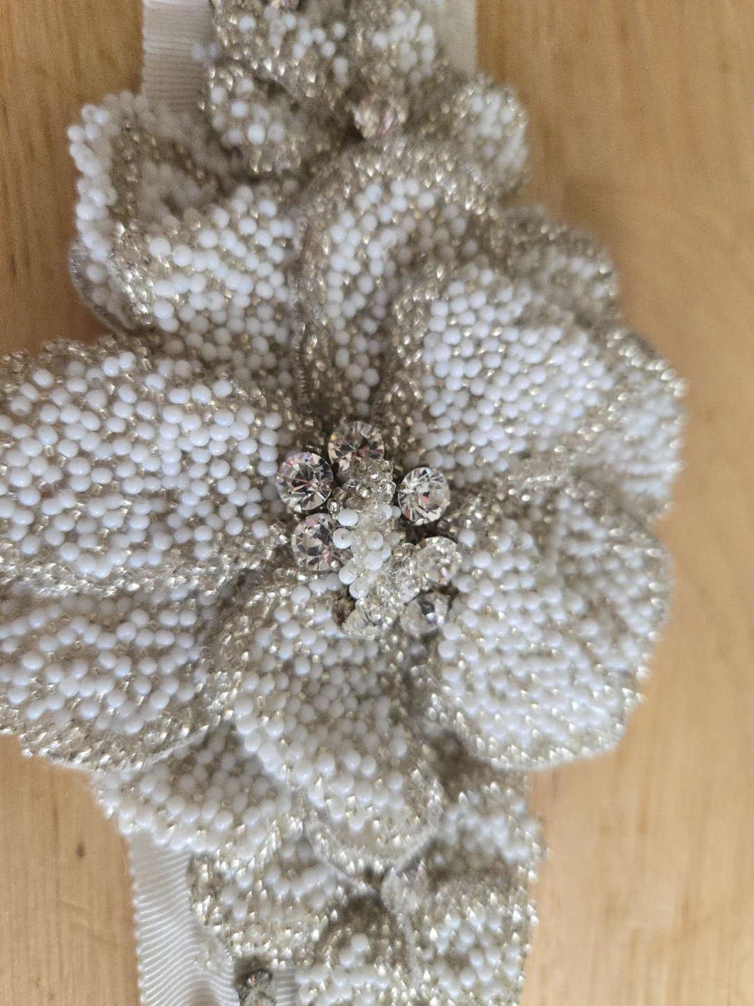 Ivory Beaded Flower Bridal Belt - photo 2