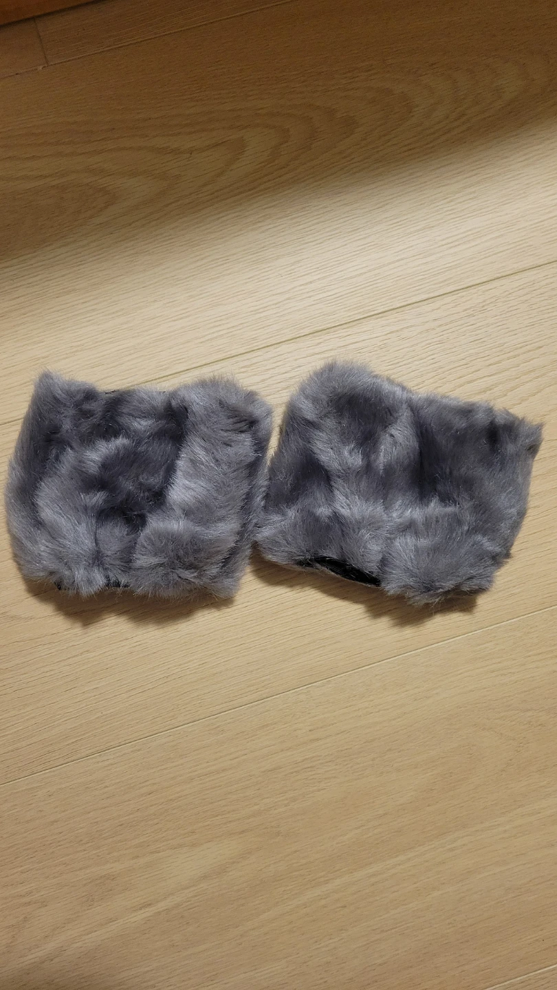 Grey Faux Fur Wrist Cuffs/ or winter faux fur boots cuffs