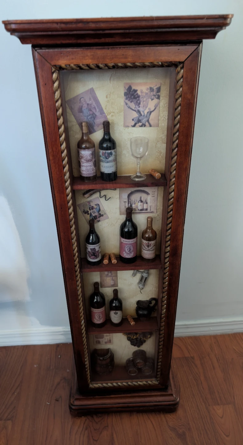 Wooden Display Cabinet with Wine Bottle Holders