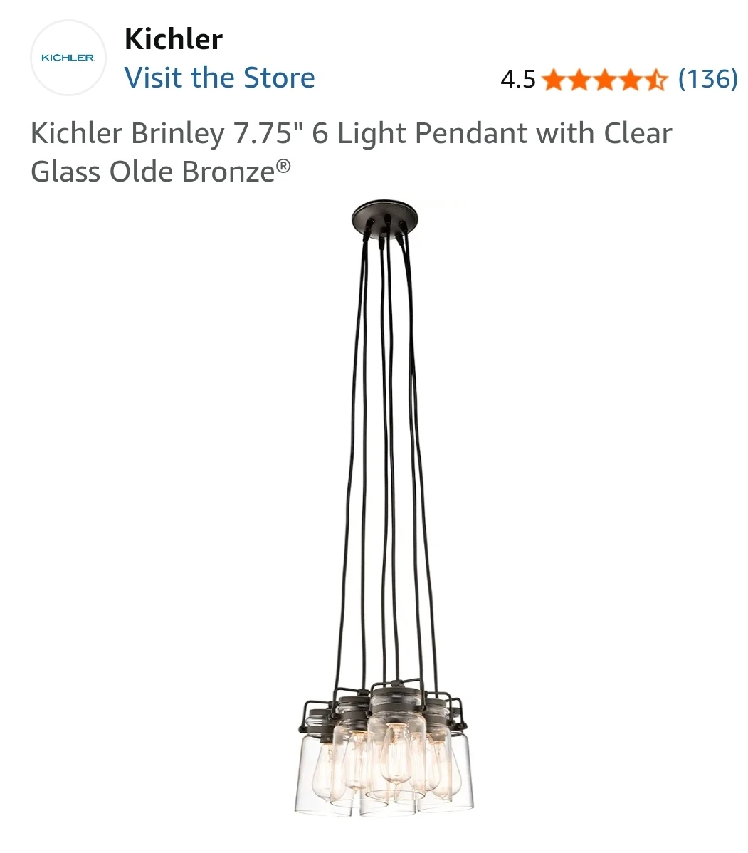Kichler Brinley 6 Light Pendant - Olde Bronze