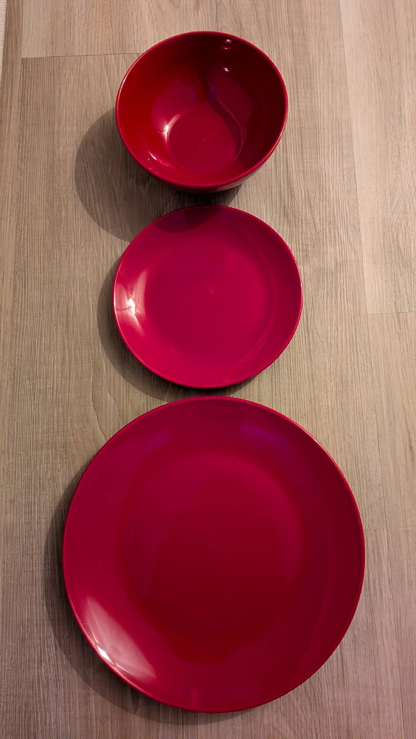Red Plate and Bowl Set