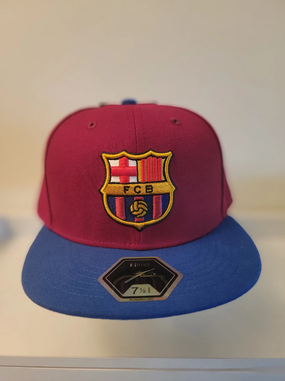 FC Barcelona Fitted Baseball Cap - Burgundy & Blue Size 7 1/2