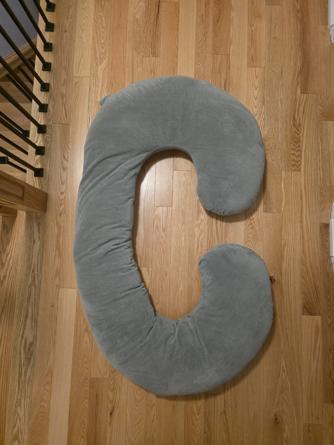 Grey C-Shaped Pregnancy Pillow
