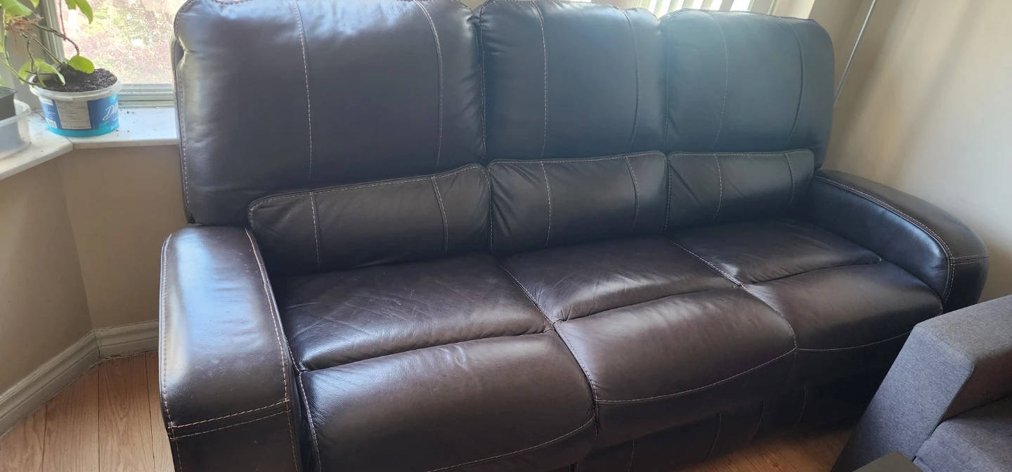 Brown Leather 3-Seater Recliner Sofa