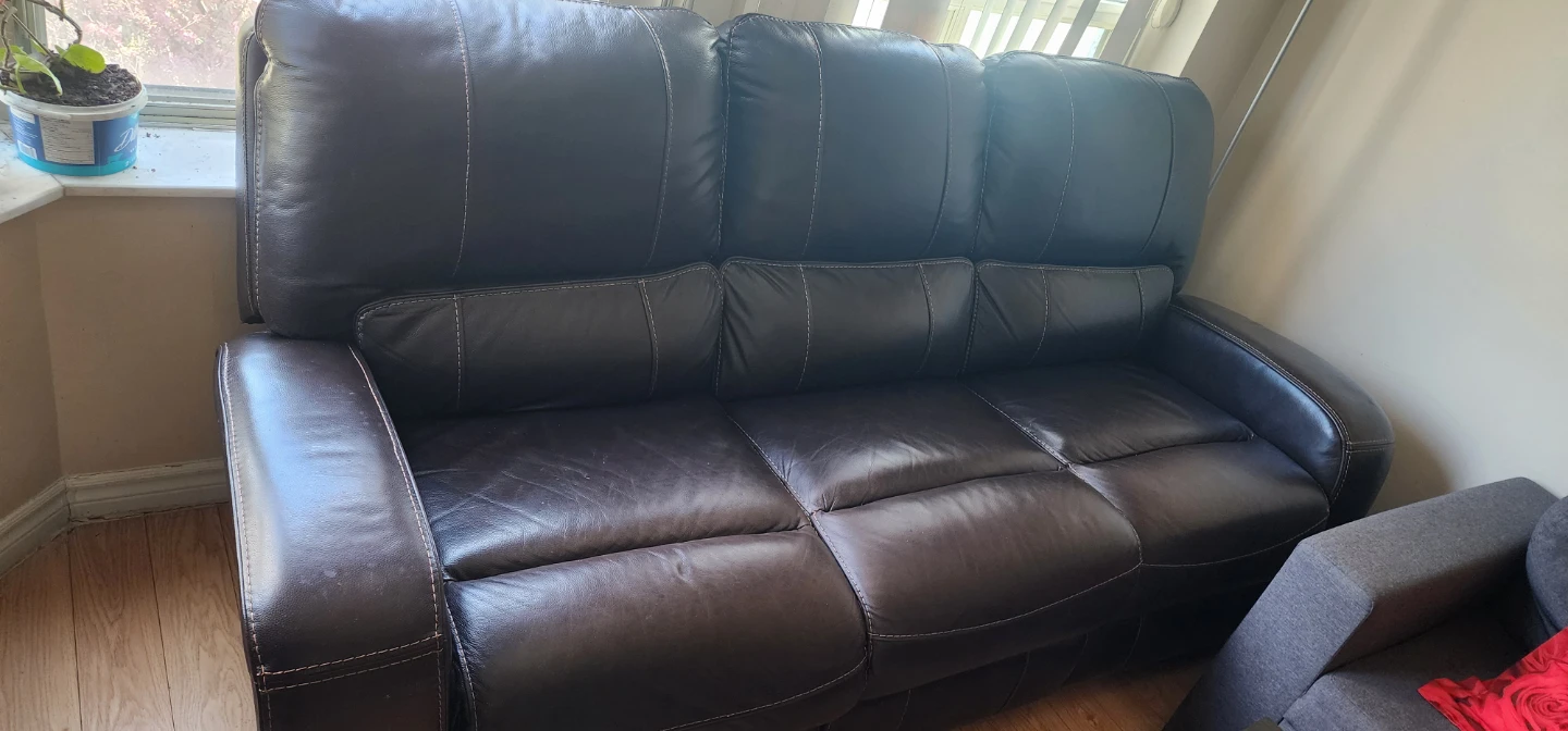 Brown Leather 3-Seater Recliner Sofa - photo 3