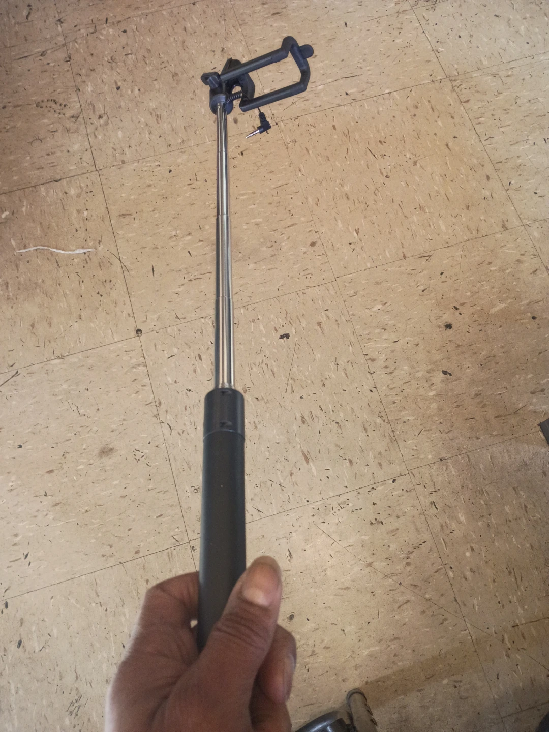 Black Selfie Stick with Built-in Cord