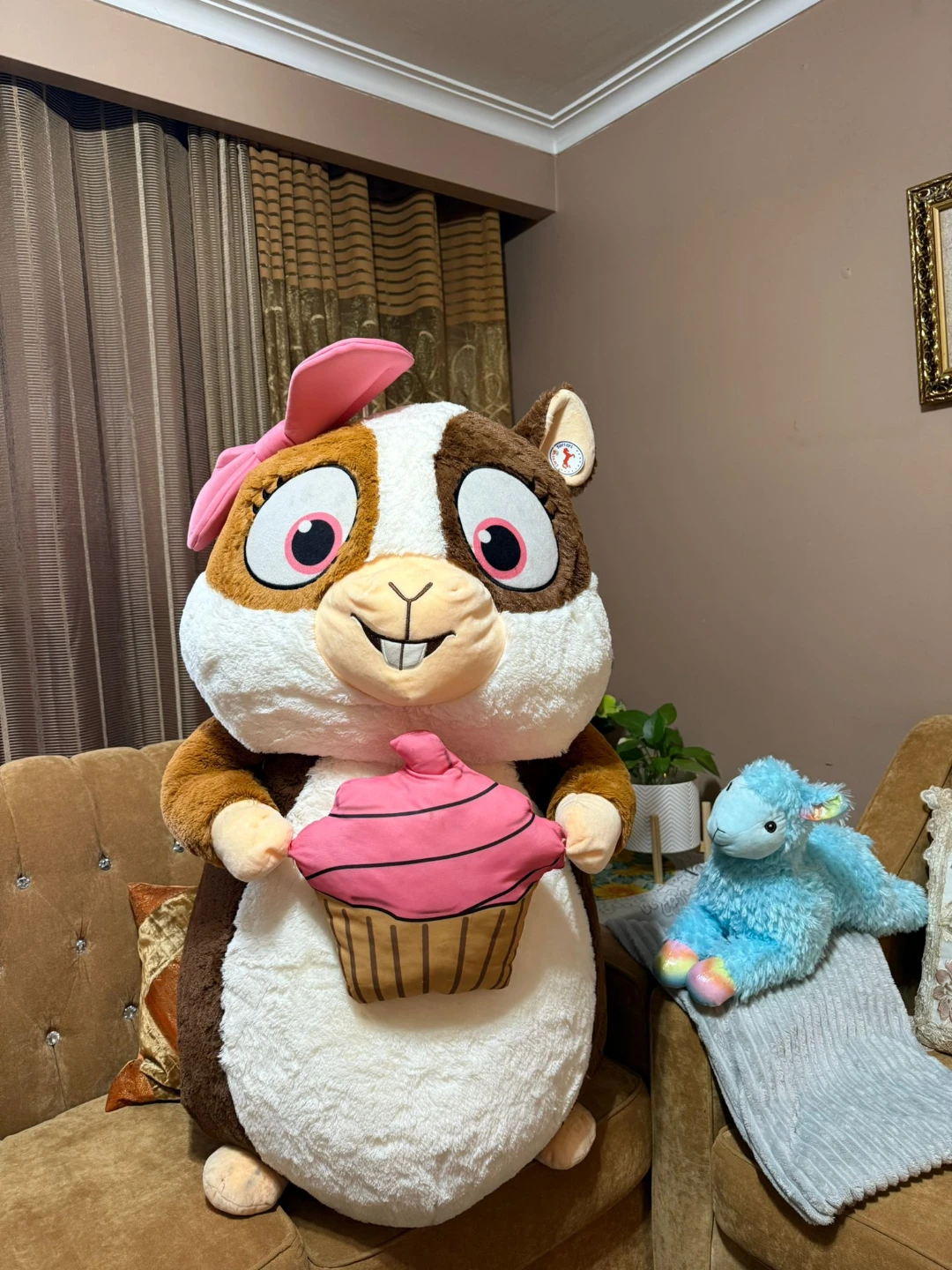 Giant Hamster Plush Toy with Cupcake