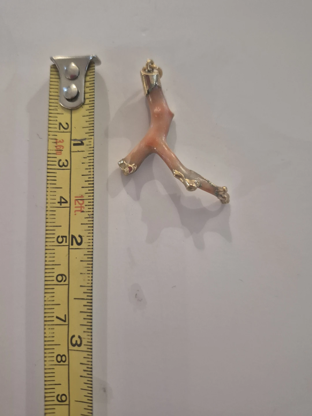 Coral Branch Pendant with Gold Accents