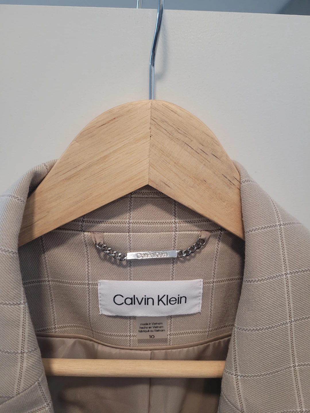 Size 10 Calvin Klein Women's Double-Breasted Plaid Blazer - photo 2