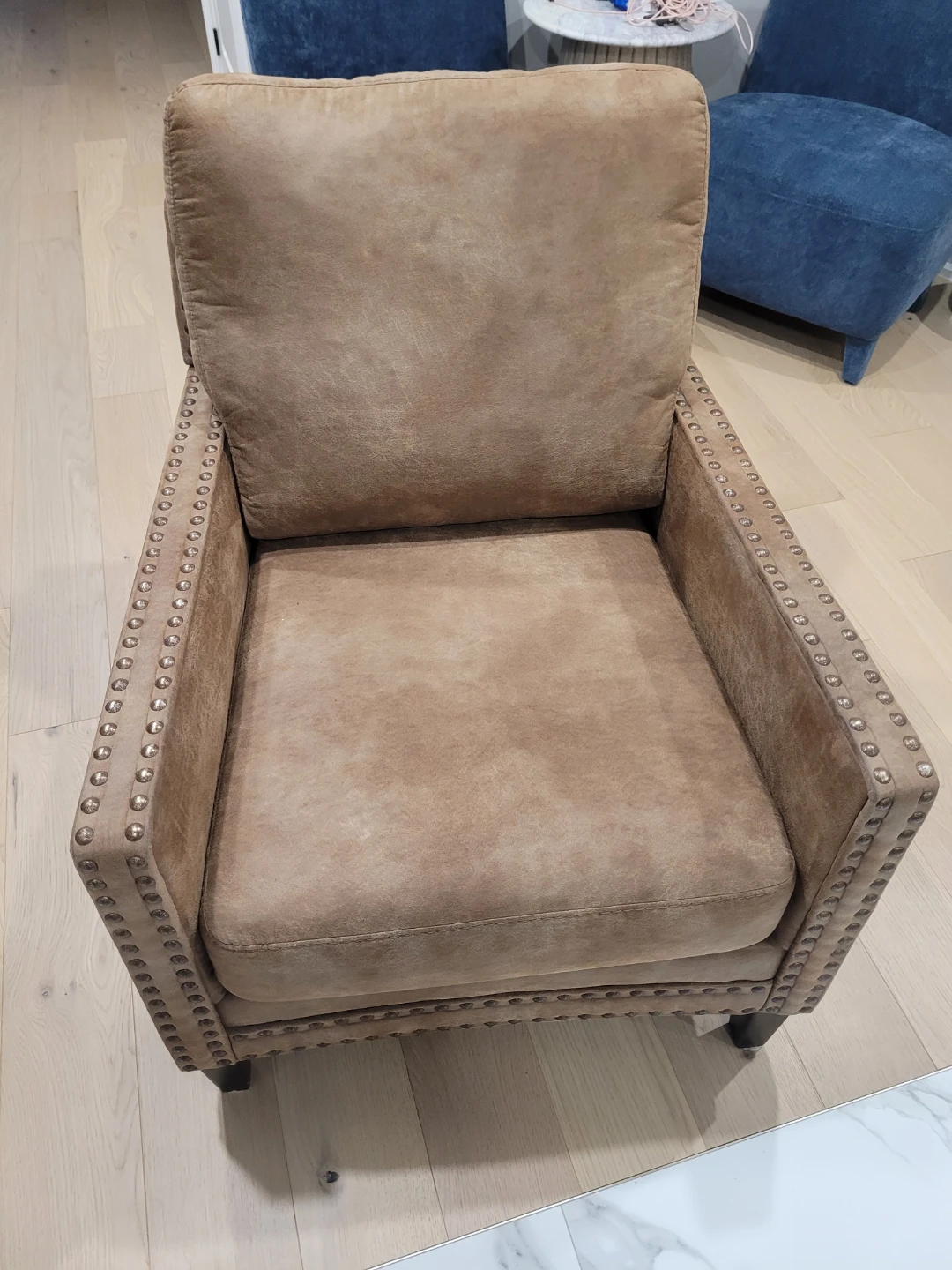 Brown Accent Chair with Stud Detailing