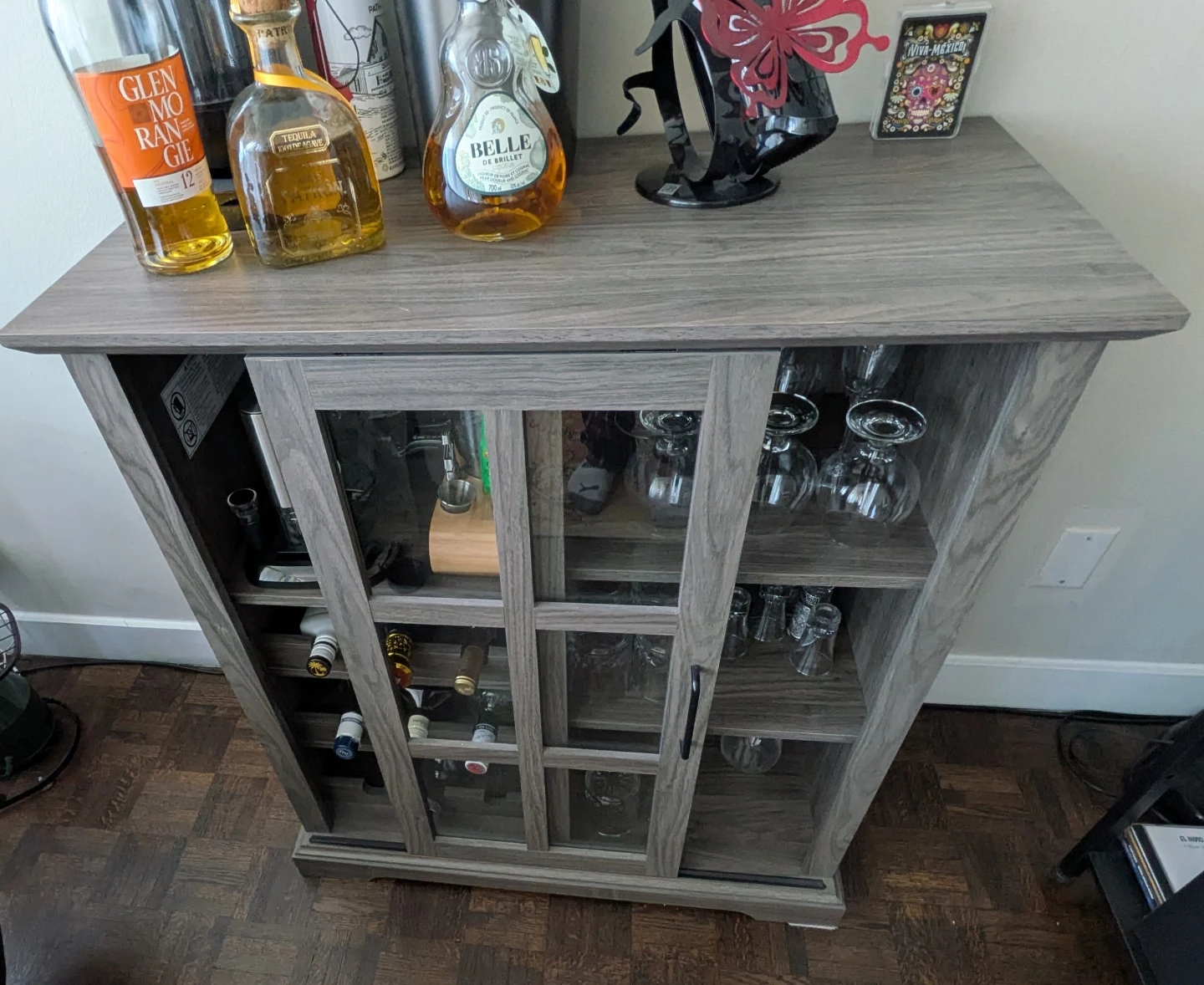 Grey Bar Cabinet with Wine Rack - photo 3