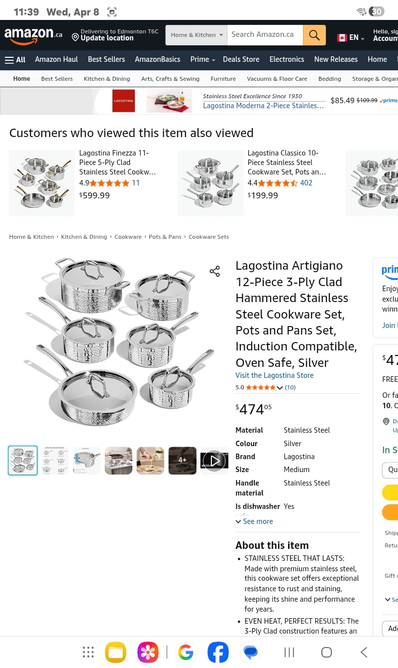 Lagostina Artigiano 12 Piece Stainless Steel Cookware Set - photo 2